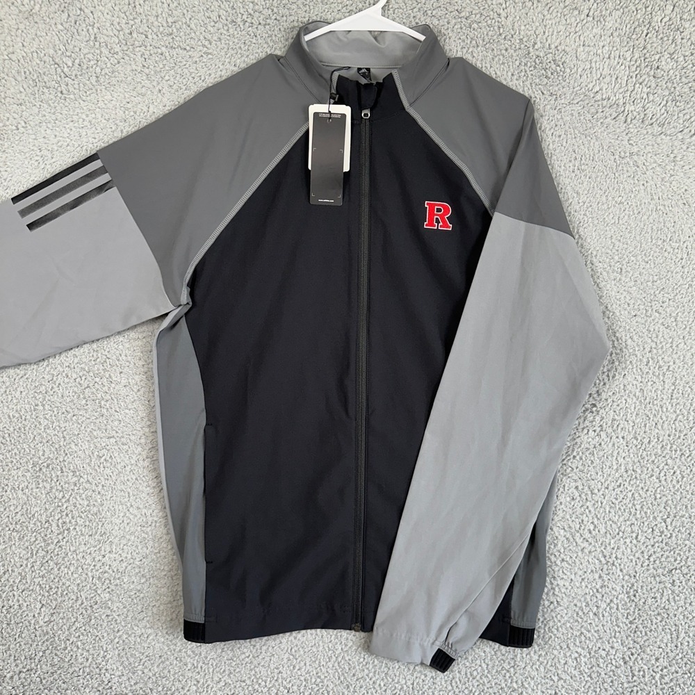 Rutgers Scarlet Knights Jacket Windbreaker Men Small Gray Lightweight Adidas NEW